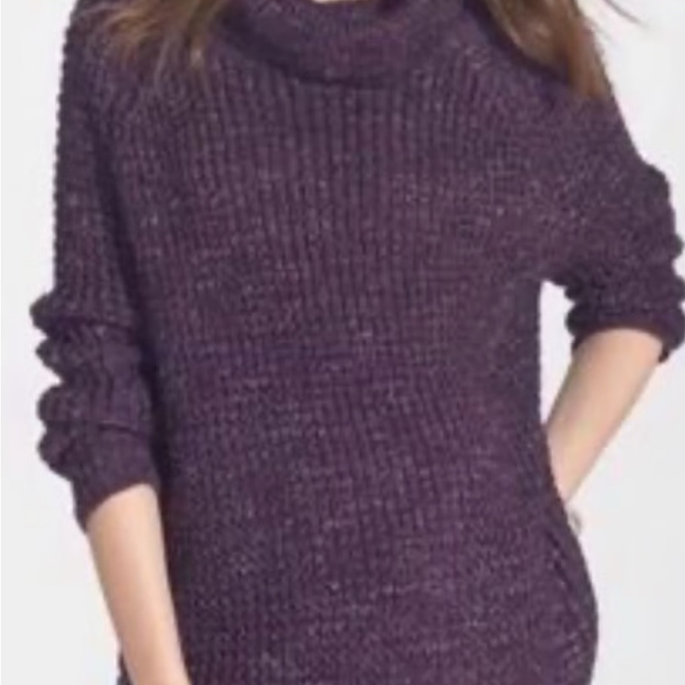 Free People Deep Purple Turtleneck Sweater